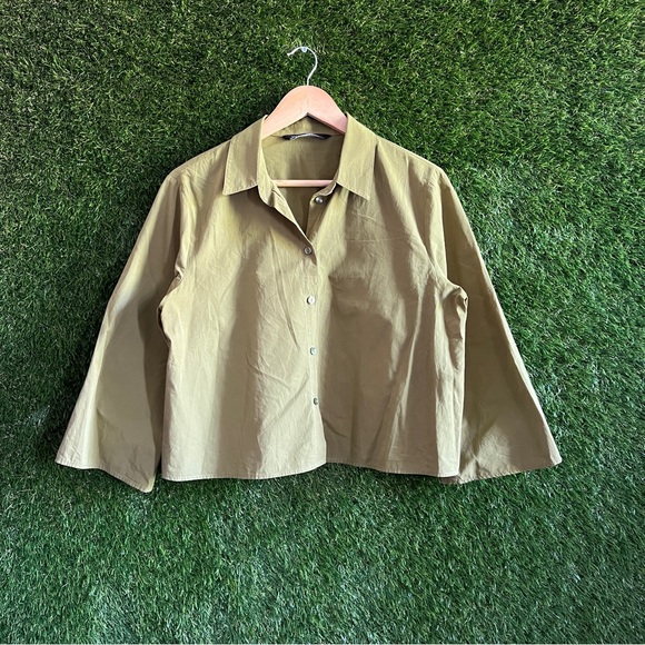 Zara Tops - Zara Cropped Button Up Collared Shirt